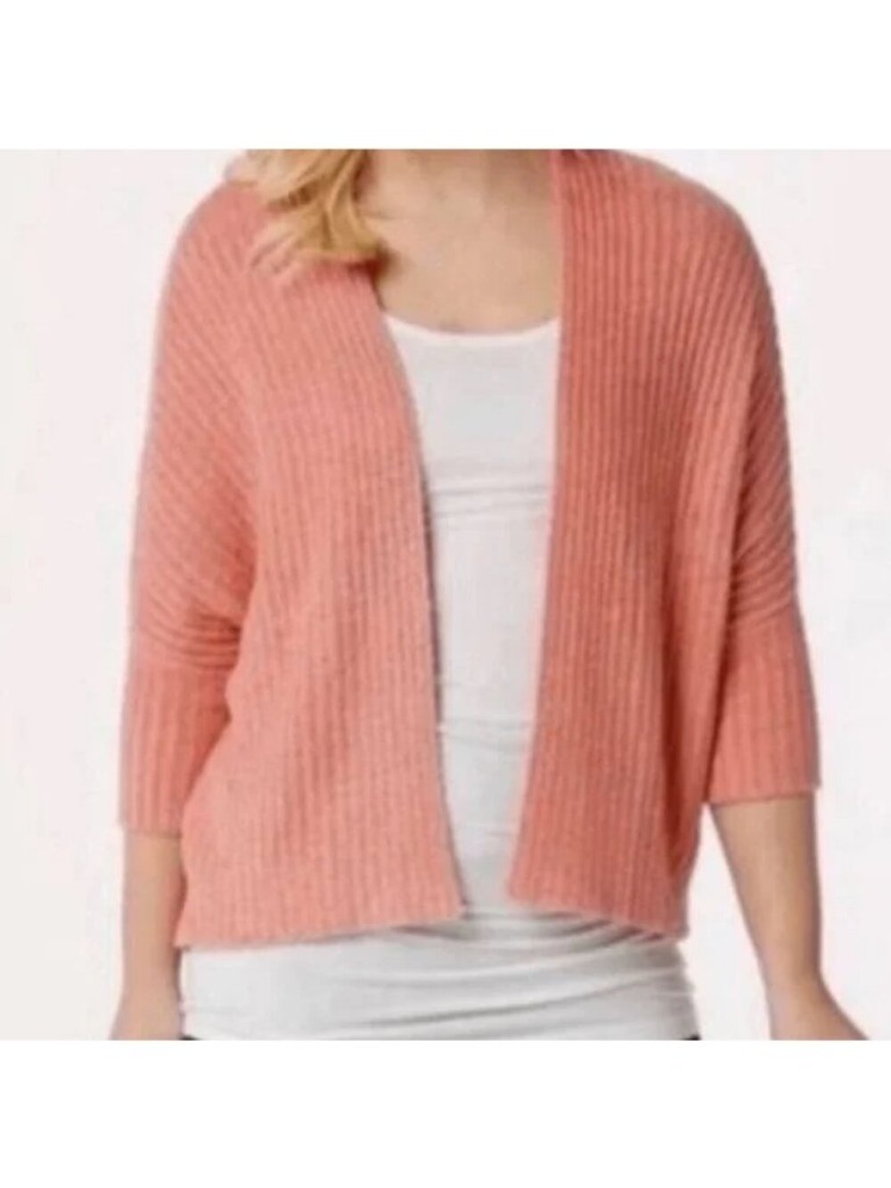 Barefoot Dreams Cardigan Sweater Small/Medium Cozychic Lite Knit Shrug Coral